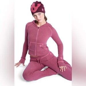 Body by raven Tracy waffle knit set maroon/pink